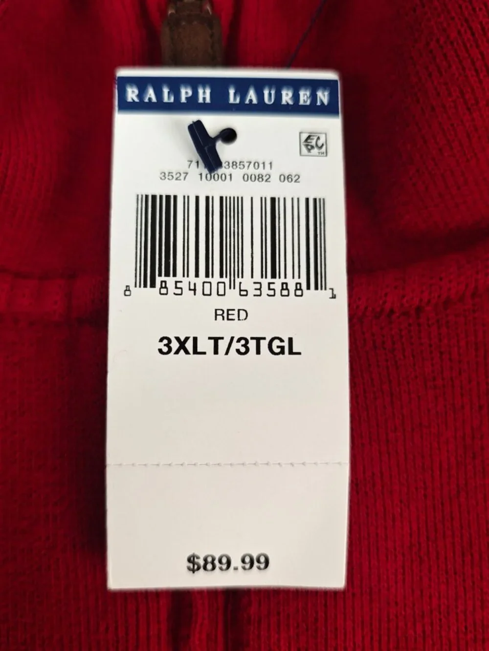 NWT Polo Ralph Lauren Men's Red Quarter-Zip Pullover Sweater Size 3XLT Cotton Kn